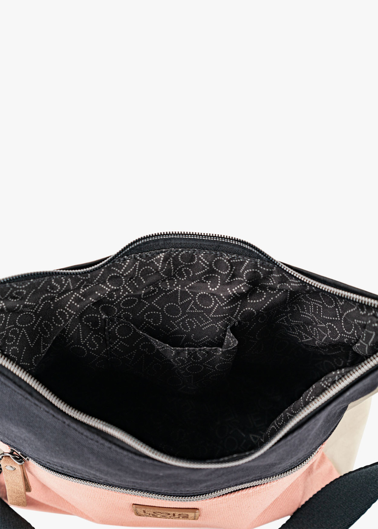 Bolso Bandolera grande lona detalle gráfico rosa