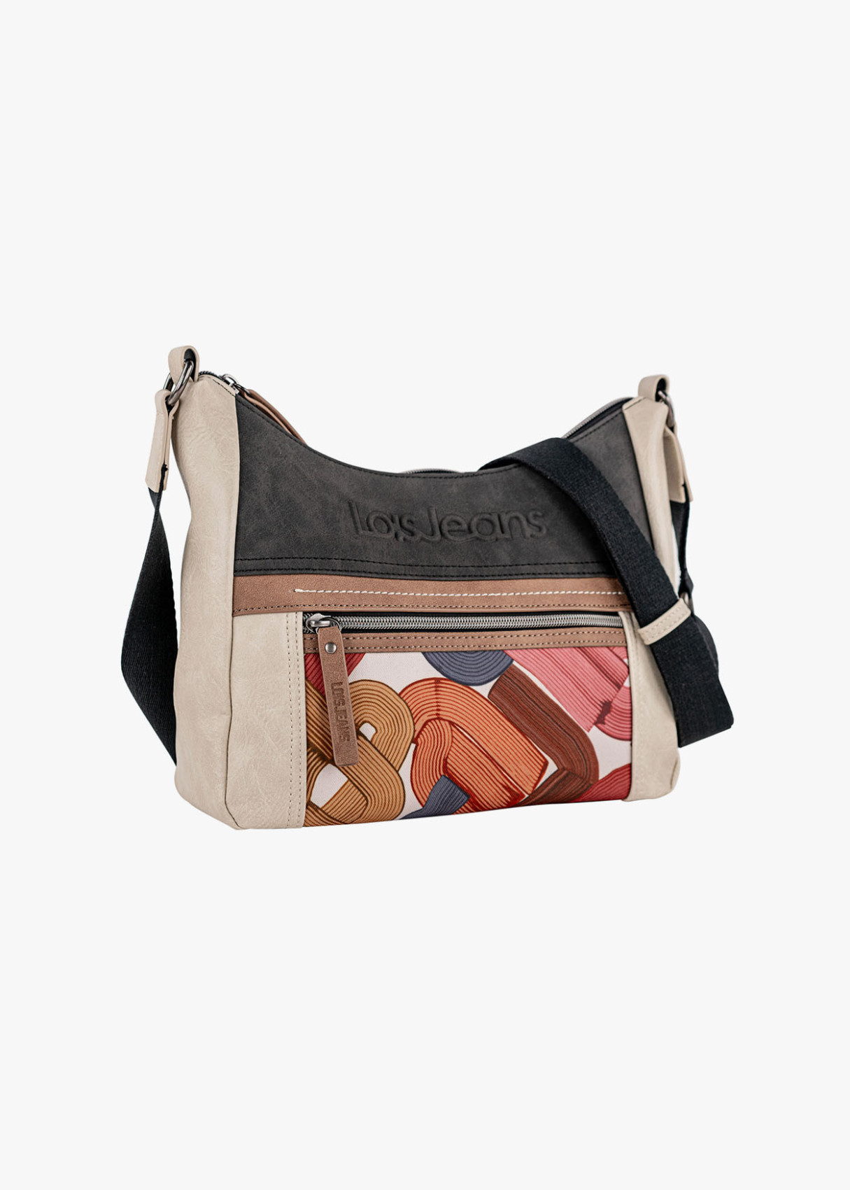 Bolso Bandolera grande lona detalle gráfico rosa