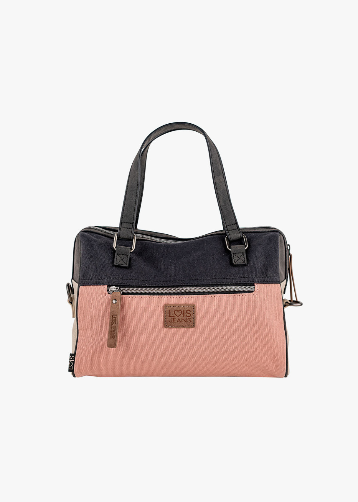 Bolso Bowling lona detalle gráfico bandolera Ajustable rosa