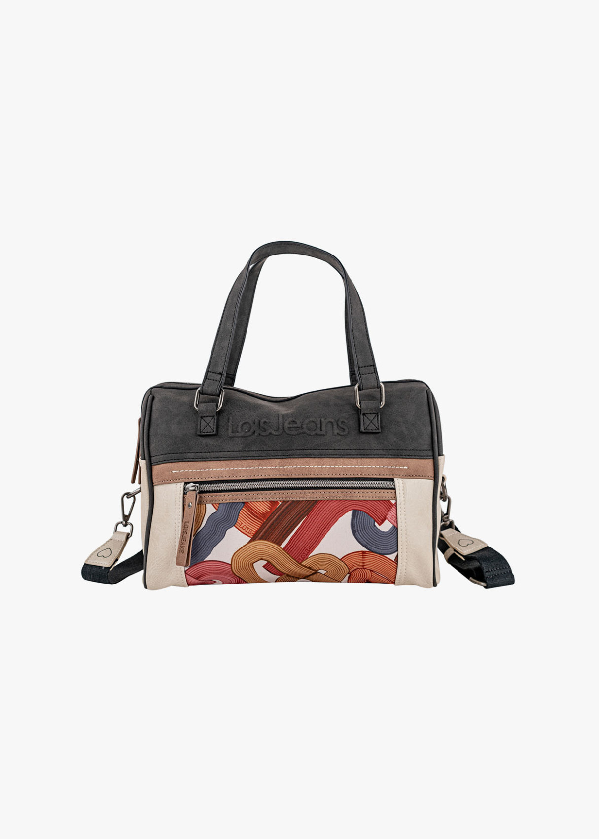 Bolso Bowling lona detalle gráfico bandolera Ajustable rosa