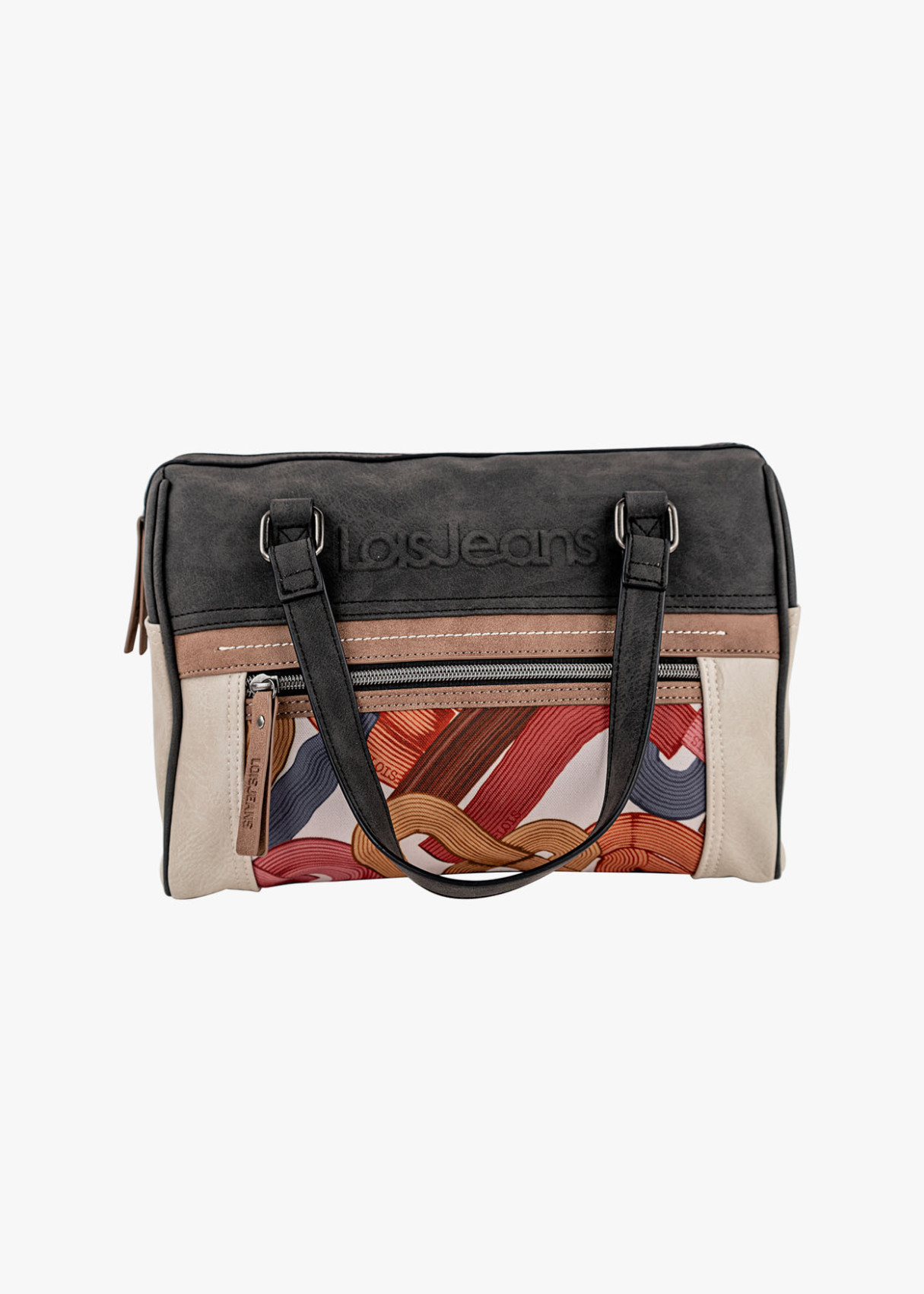 Bolso Bowling lona detalle gráfico bandolera Ajustable rosa