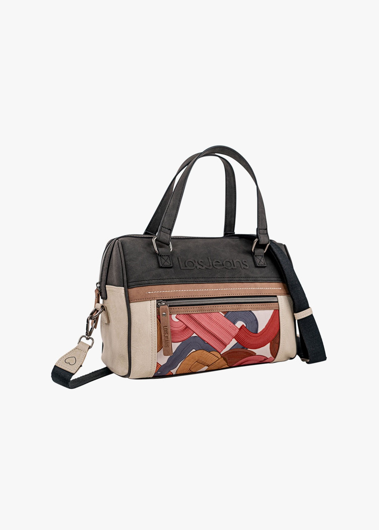 Bolso Bowling lona detalle gráfico bandolera Ajustable rosa