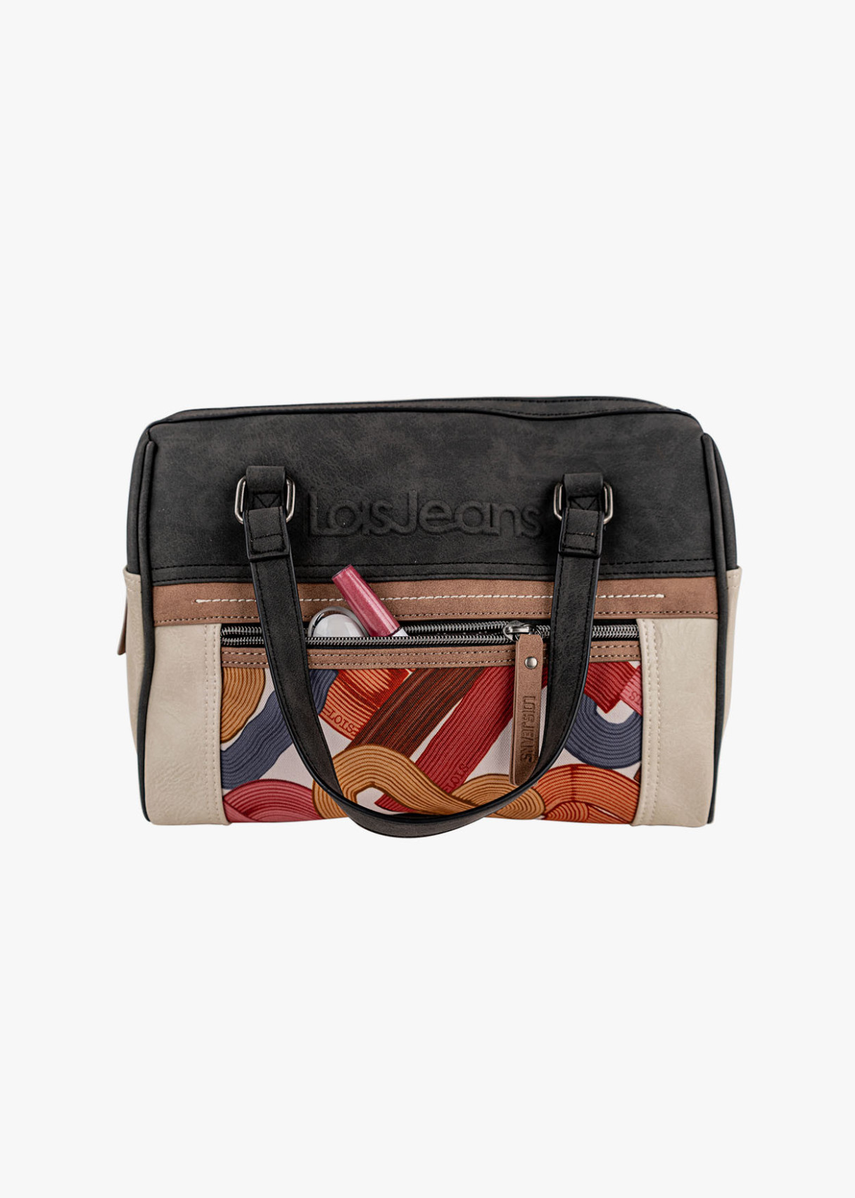 Bolso Bowling lona detalle gráfico bandolera Ajustable rosa