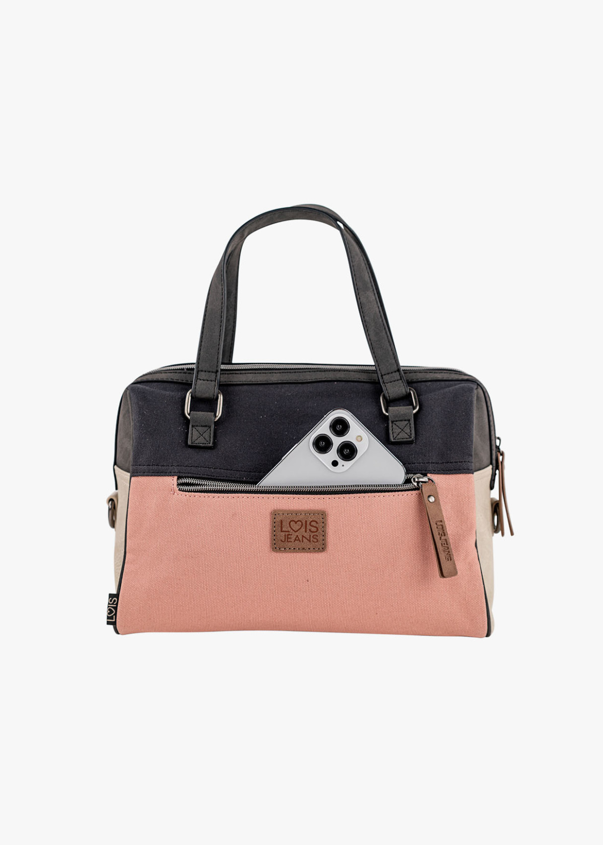 Bolso Bowling lona detalle gráfico bandolera Ajustable rosa
