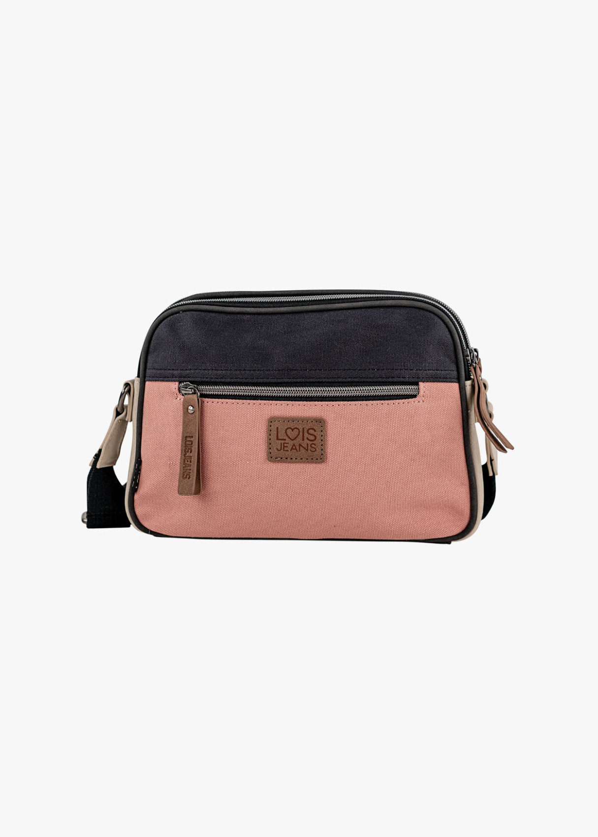 Bolso Bandolera lona detalle gráfico rosa