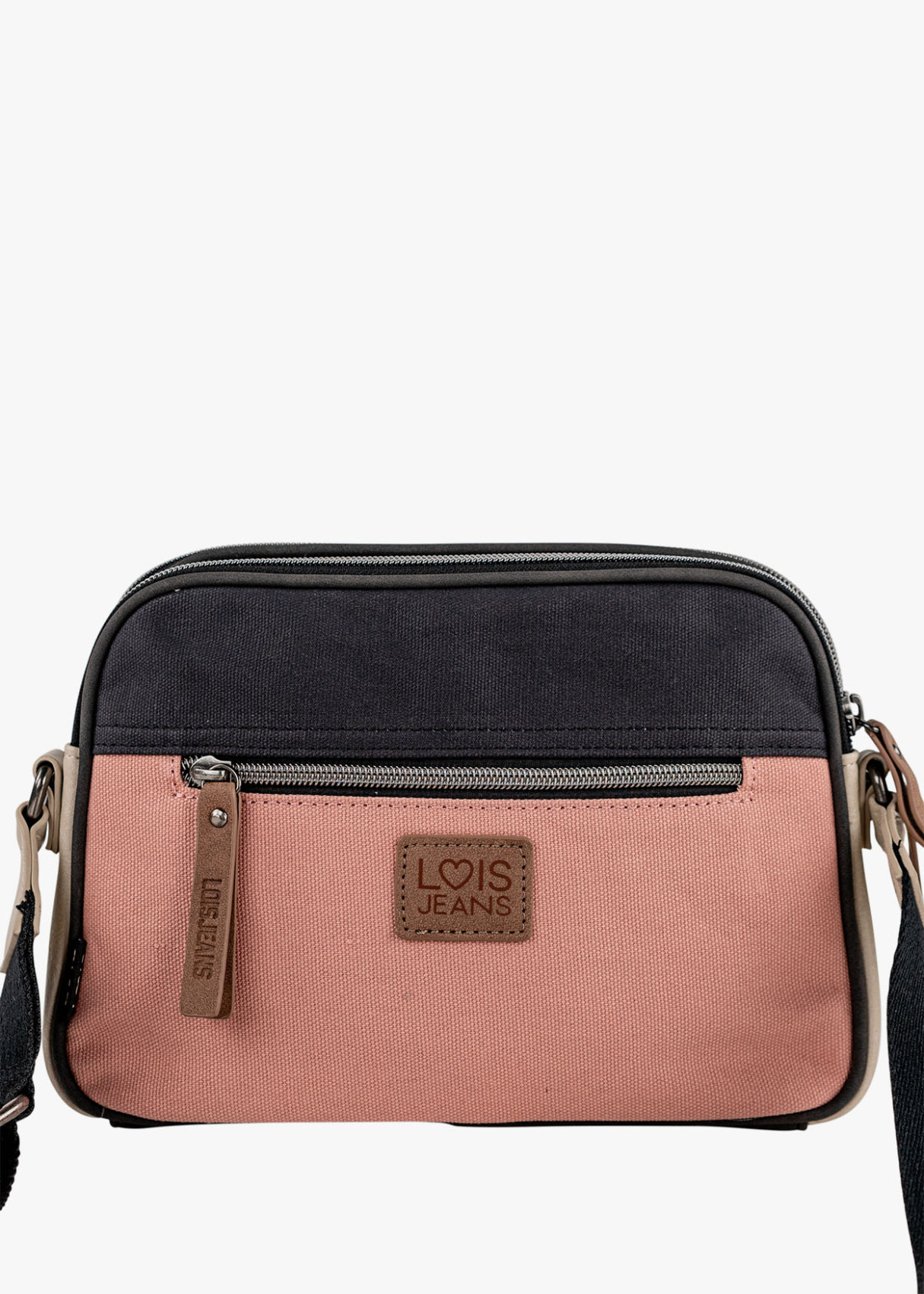 Bolso Bandolera lona detalle gráfico rosa