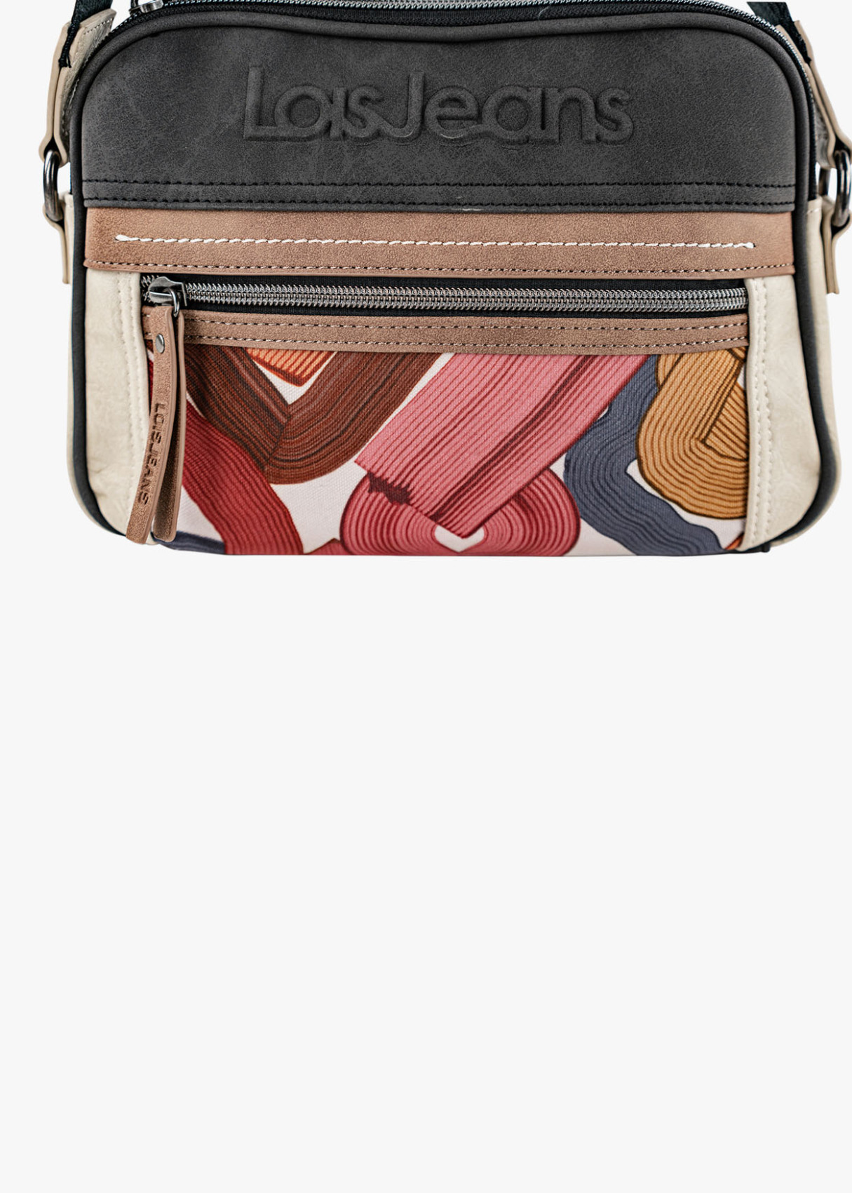 Bolso Bandolera lona detalle gráfico rosa