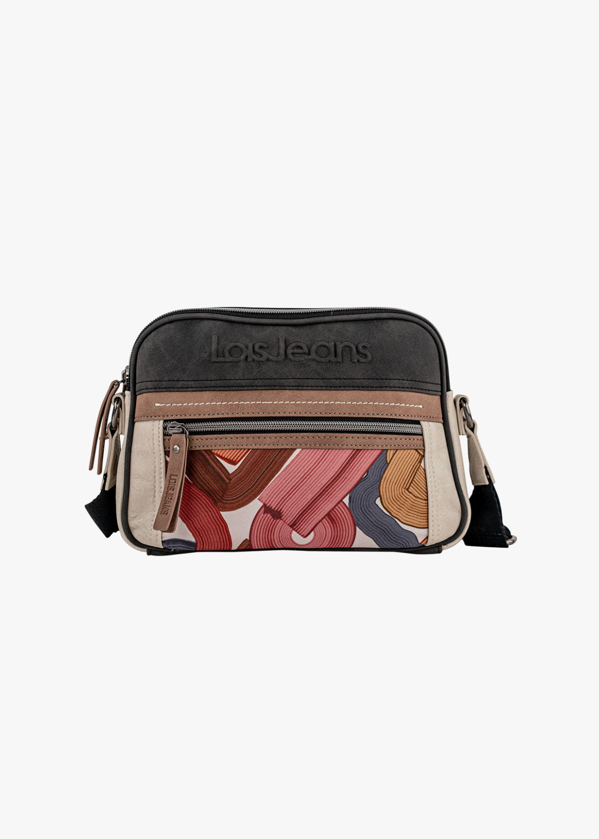 Bolso Bandolera lona detalle gráfico rosa