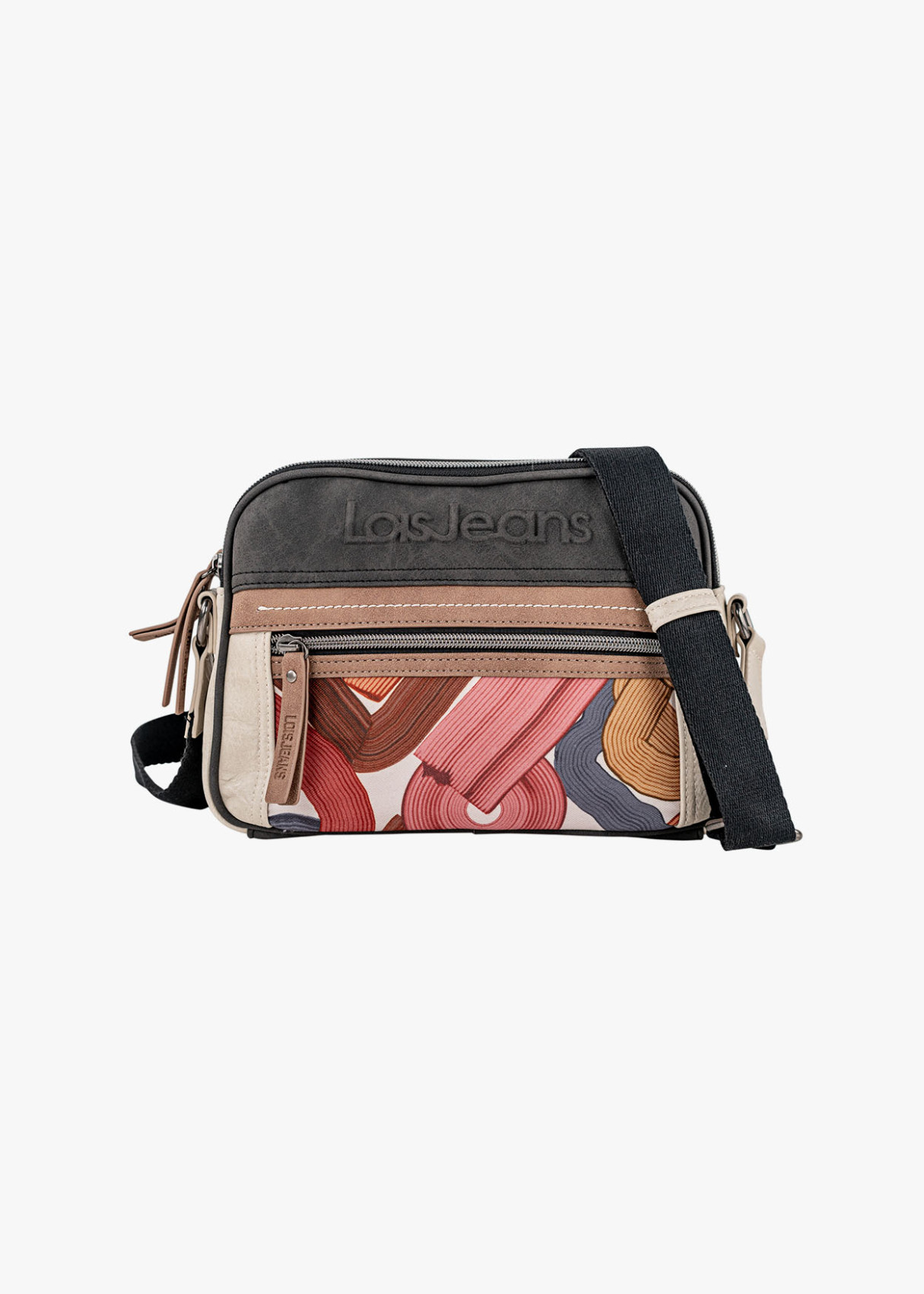 Bolso Bandolera lona detalle gráfico rosa