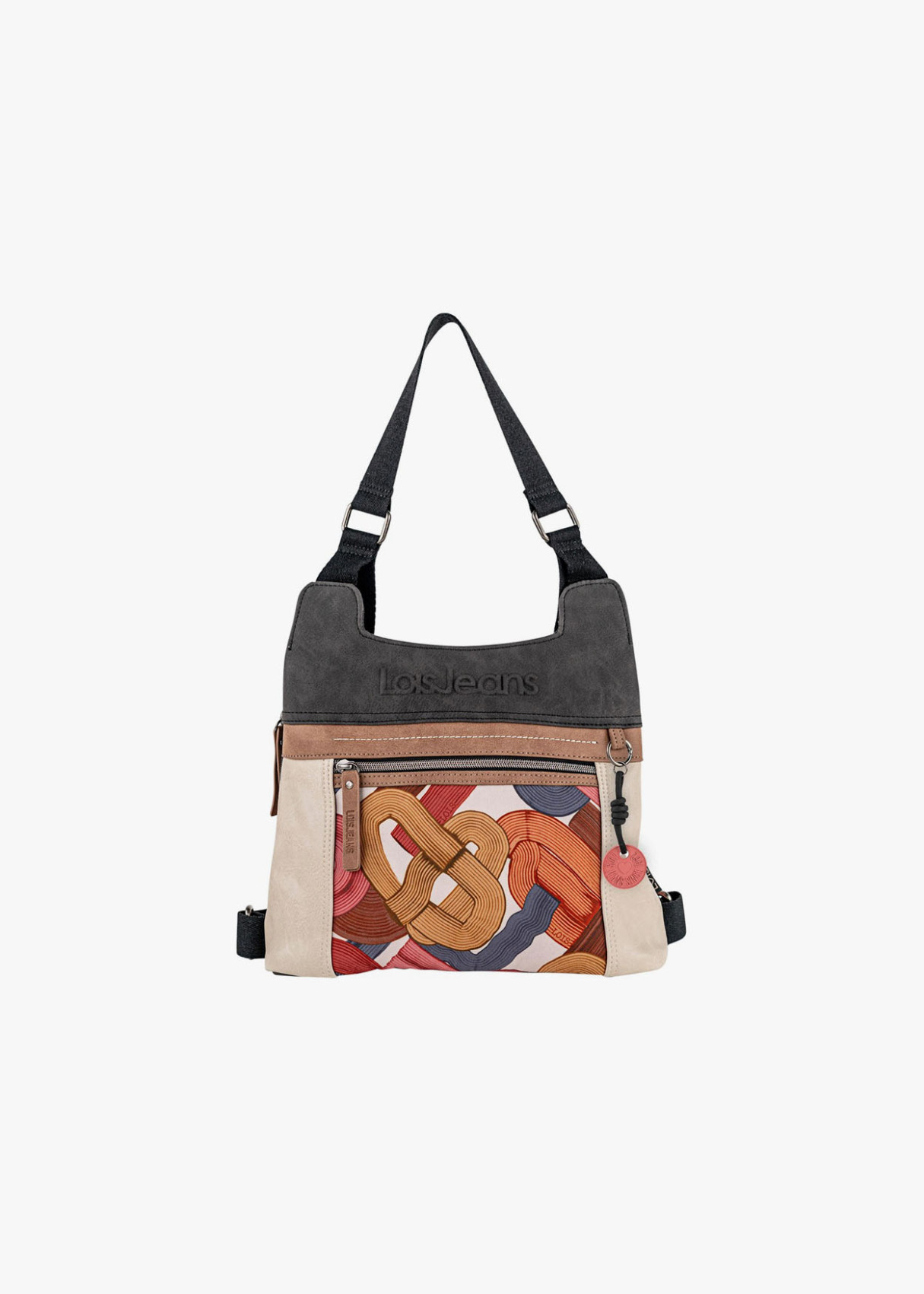 Bolso Mochila lona detalle gráfico rosa