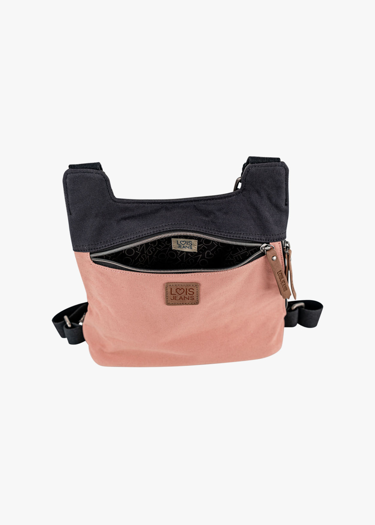 Bolso Mochila lona detalle gráfico rosa