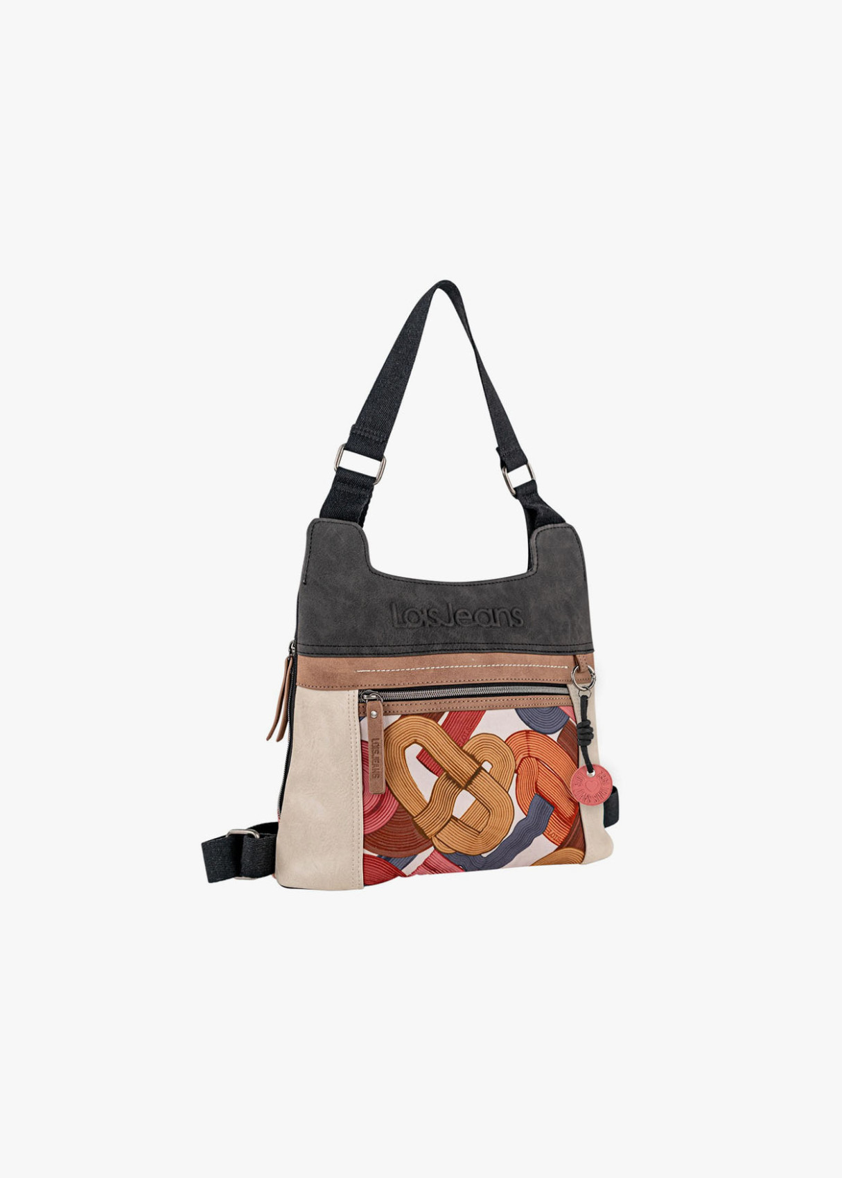 Bolso Mochila lona detalle gráfico rosa