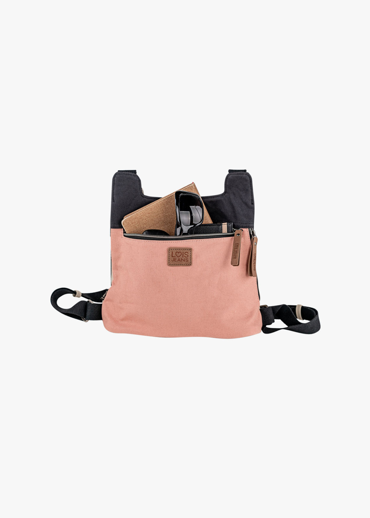 Bolso Mochila lona detalle gráfico rosa