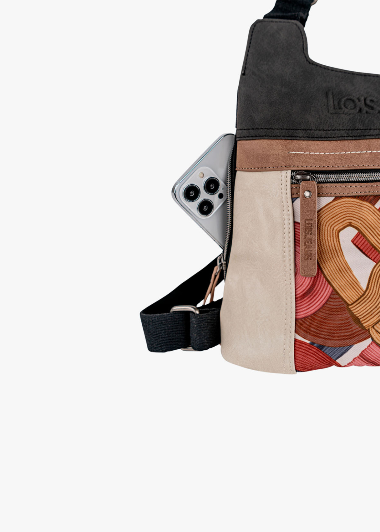 Bolso Mochila lona detalle gráfico rosa