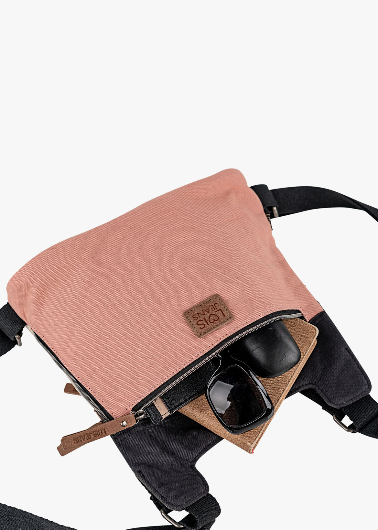 Bolso Mochila lona detalle gráfico rosa
