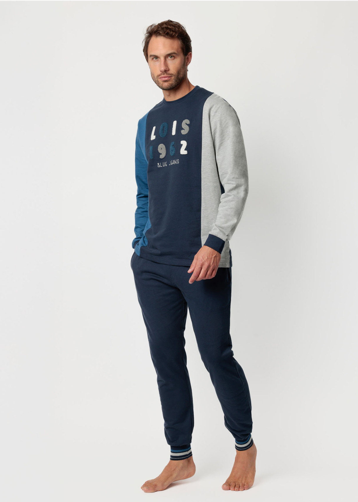 Pijama Manga Larga Felpa azul