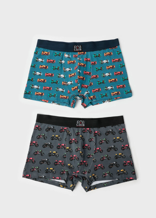 Bóxer Scrambler (Pack de 2 unidades) Azul/Gris