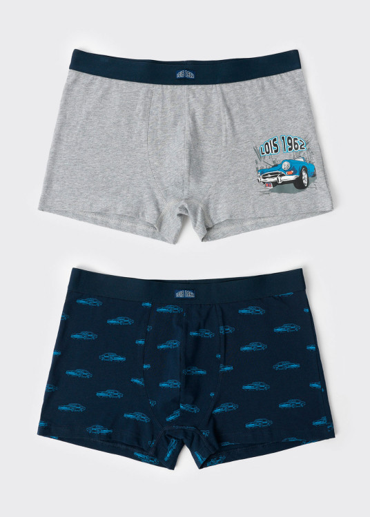 Bóxer Vintage Car (Pack de 2 unidades) Gris/Azul