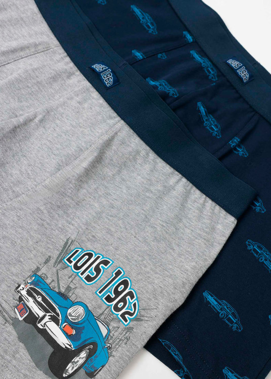 Bóxer Vintage Car (Pack de 2 unidades) Gris/Azul
