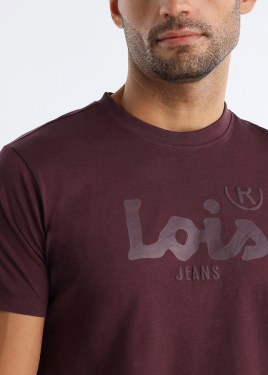 Camiseta Básica Cuello Caja Manga Corta Gráfica Lois granate