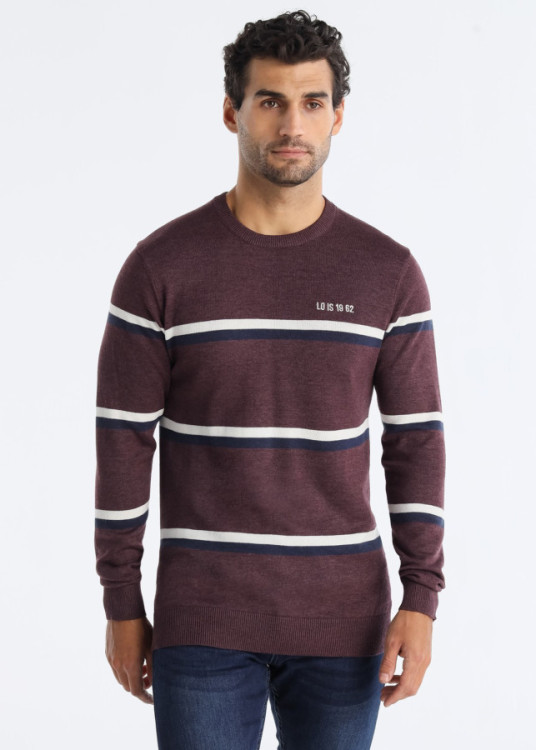 Jersey Bi Color Con Franjas Cuello Caja granate
