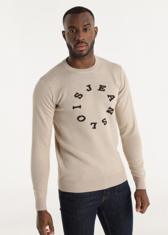 Jersey Jacquard Cuello Caja Logo Circular beige