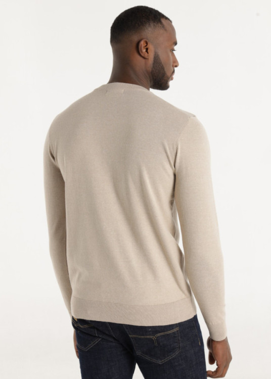 Jersey Jacquard Cuello Caja Logo Circular beige