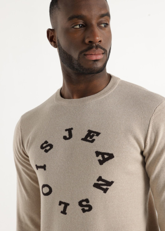 Jersey Jacquard Cuello Caja Logo Circular beige