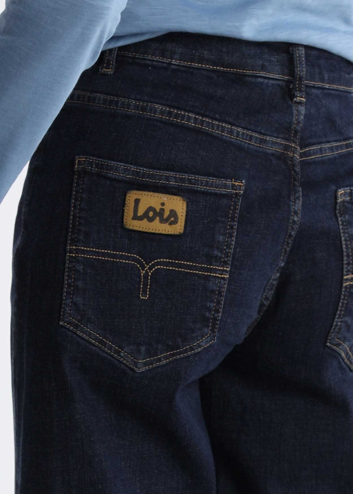 Jeans Straight Wide Leg Cross Stone Tiro Medio VALERIA MATTY Azul oscuro