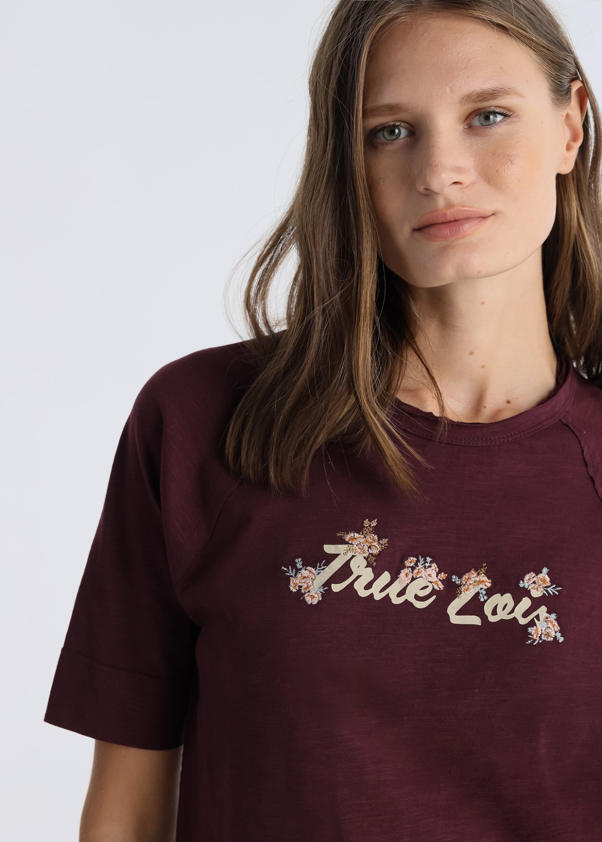 Camiseta Manga Raglán True Love granate