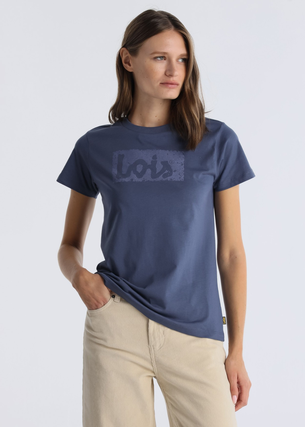 Camiseta Básica Logo Manga Corta Cuello Caja ROMINA ABBEY azul