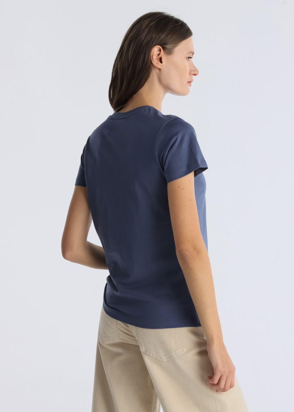 Camiseta Básica Logo Manga Corta Cuello Caja ROMINA ABBEY azul