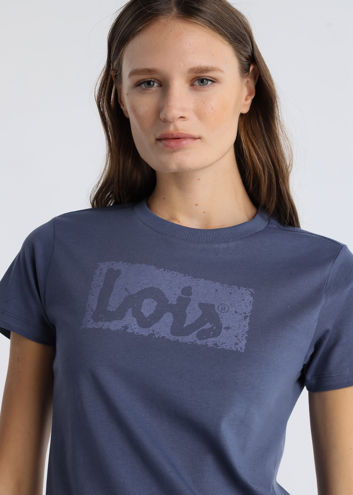 Camiseta Básica Logo Manga Corta Cuello Caja ROMINA ABBEY azul