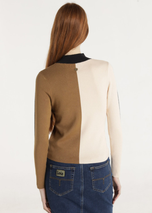 Jersey Cuello Perkins Bicolor marrón