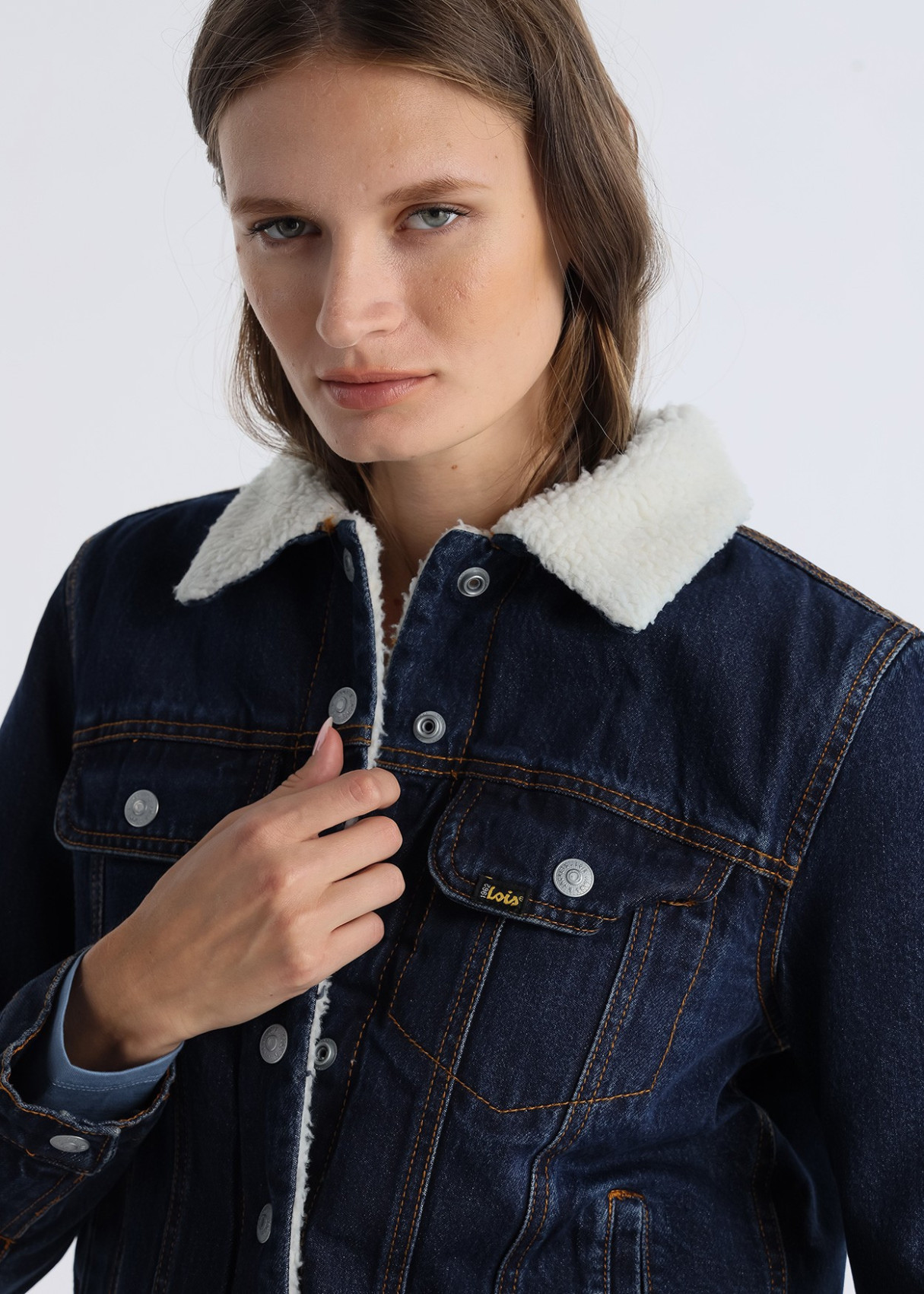 Cazadora Tejana Interior Borreguillo azul oscuro