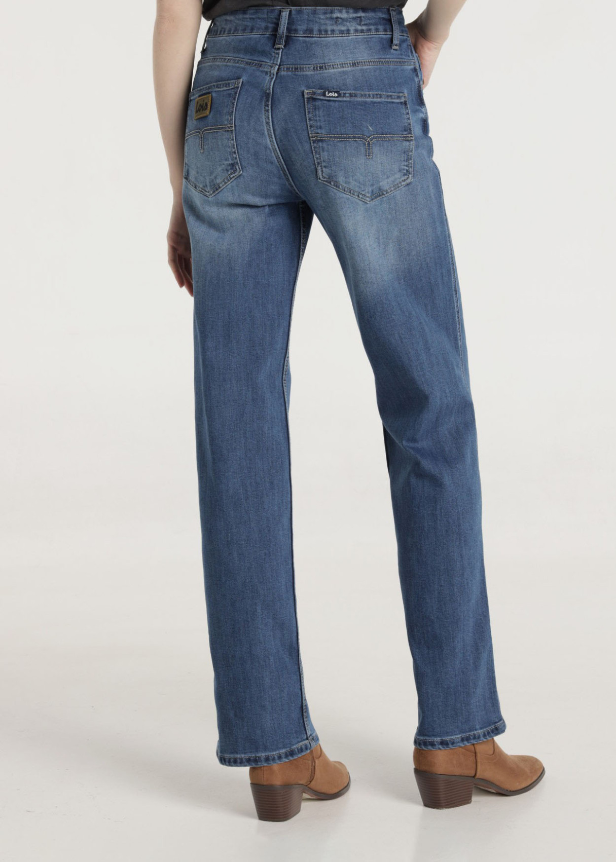 Jeans Mom Fit Repreve Tiro Medio carmen campbell azul lavado