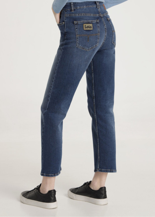 Jeans Straight Crop Fit Tiro medio SARAH CAPRI azul