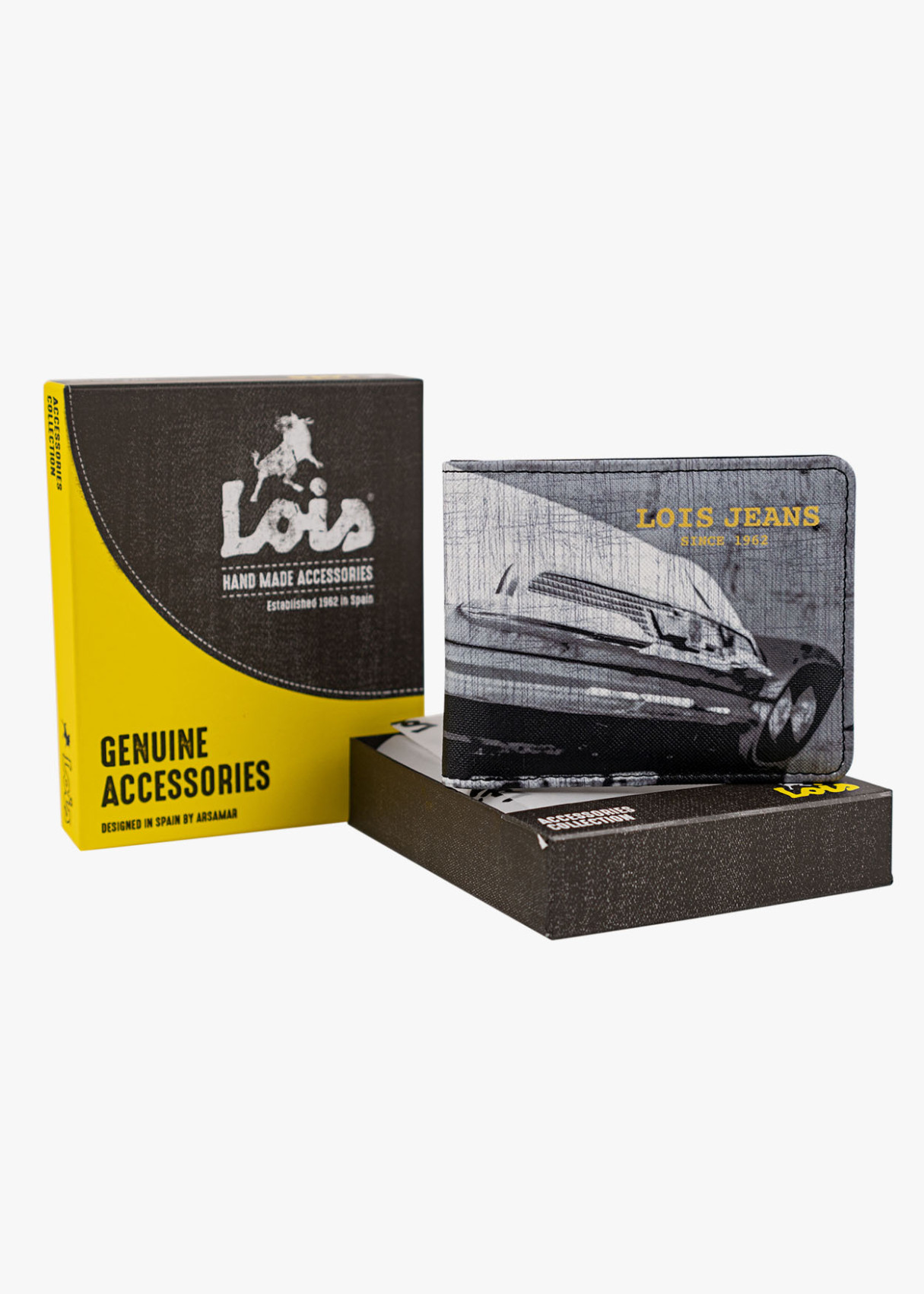 Cartera Polipiel coche retro logo frontal negro