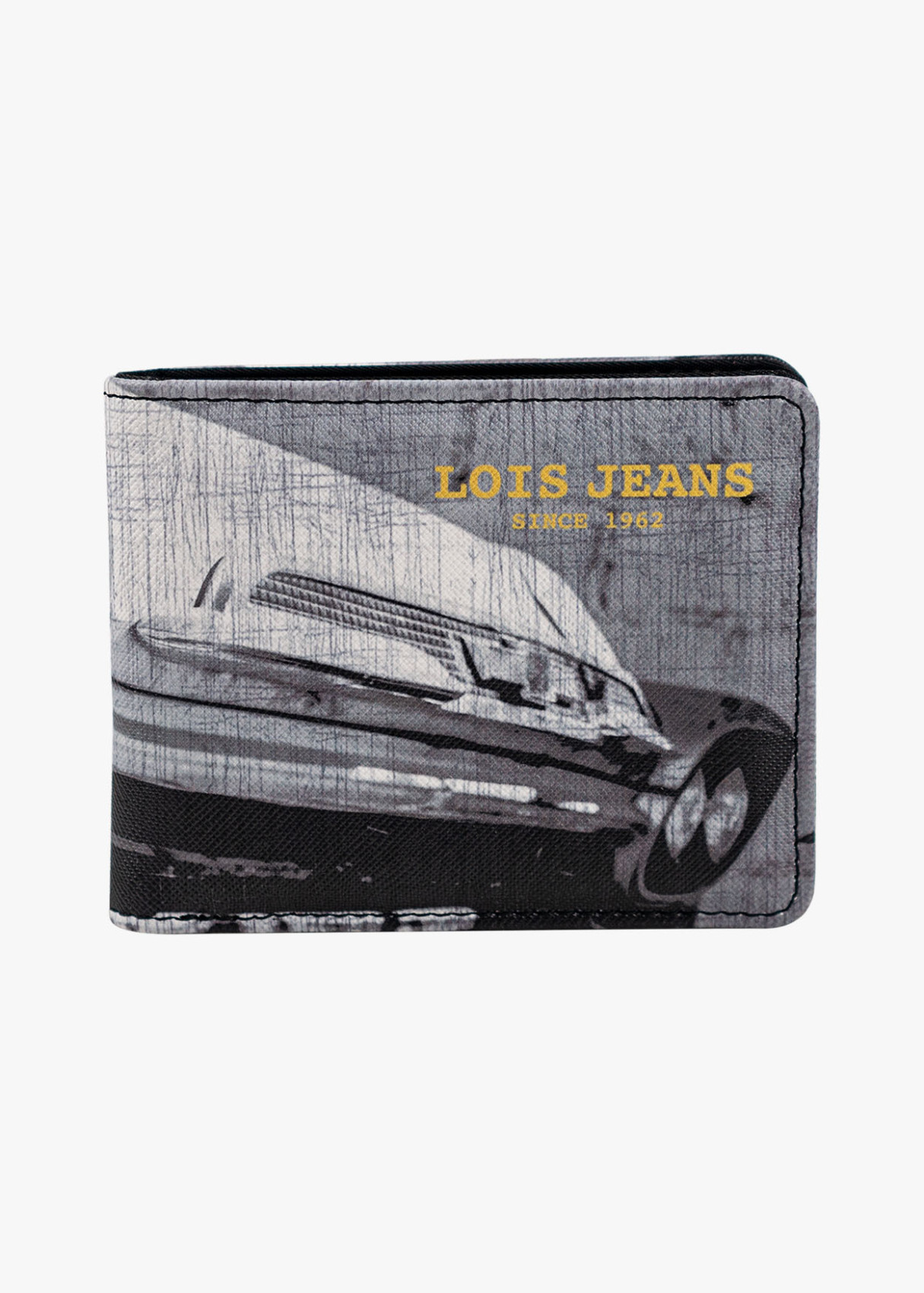 Cartera Polipiel coche retro logo frontal negro