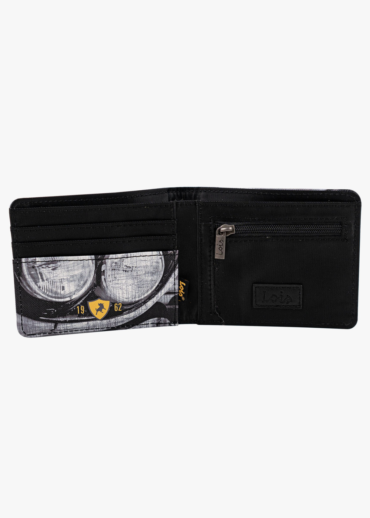 Cartera Polipiel coche retro logo frontal negro