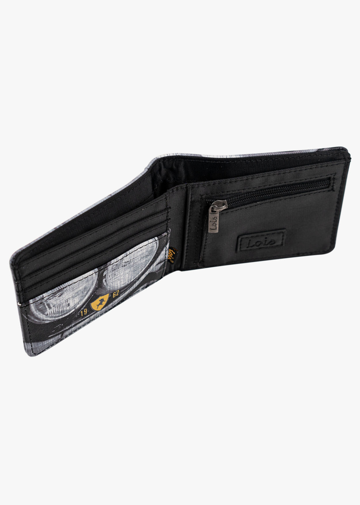 Cartera Polipiel coche retro logo frontal negro