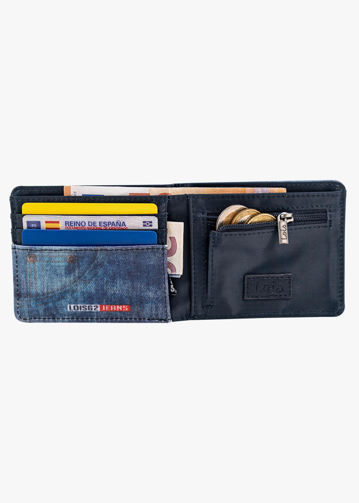 Cartera De Lona resistente estampado denim azul