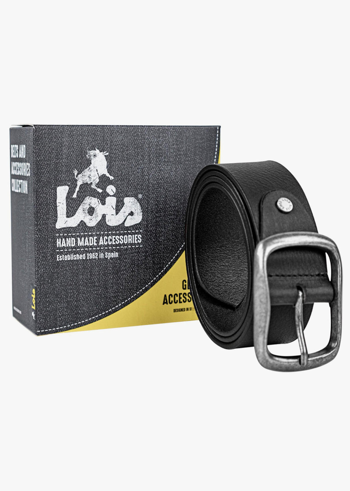 Cinturón De Cuero Hebilla grande ajustable logo negro