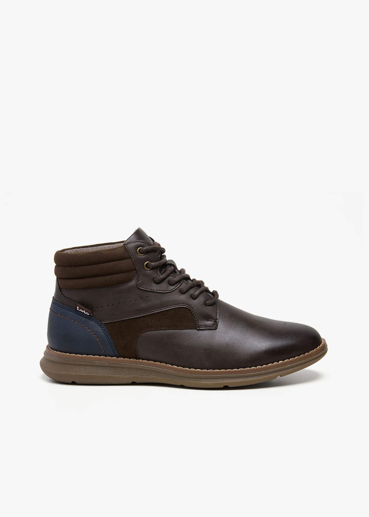 Botines casual cordonera collarín acolchado marrón