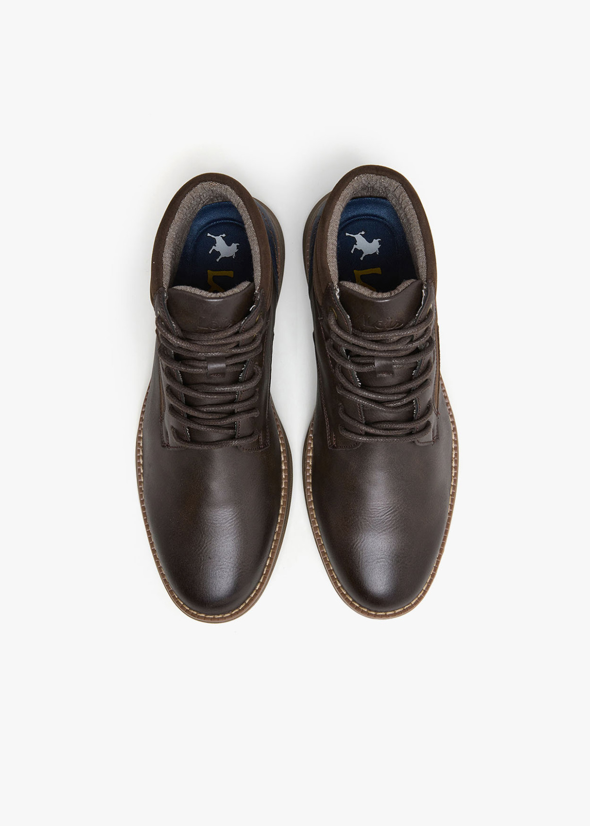 Botines casual cordonera collarín acolchado marrón