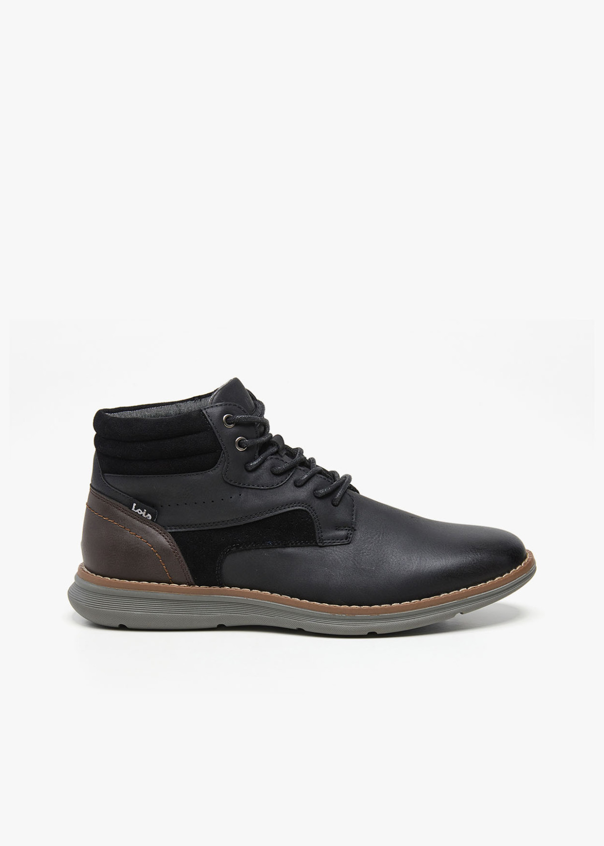 Botines casual cordonera collarín acolchado negro