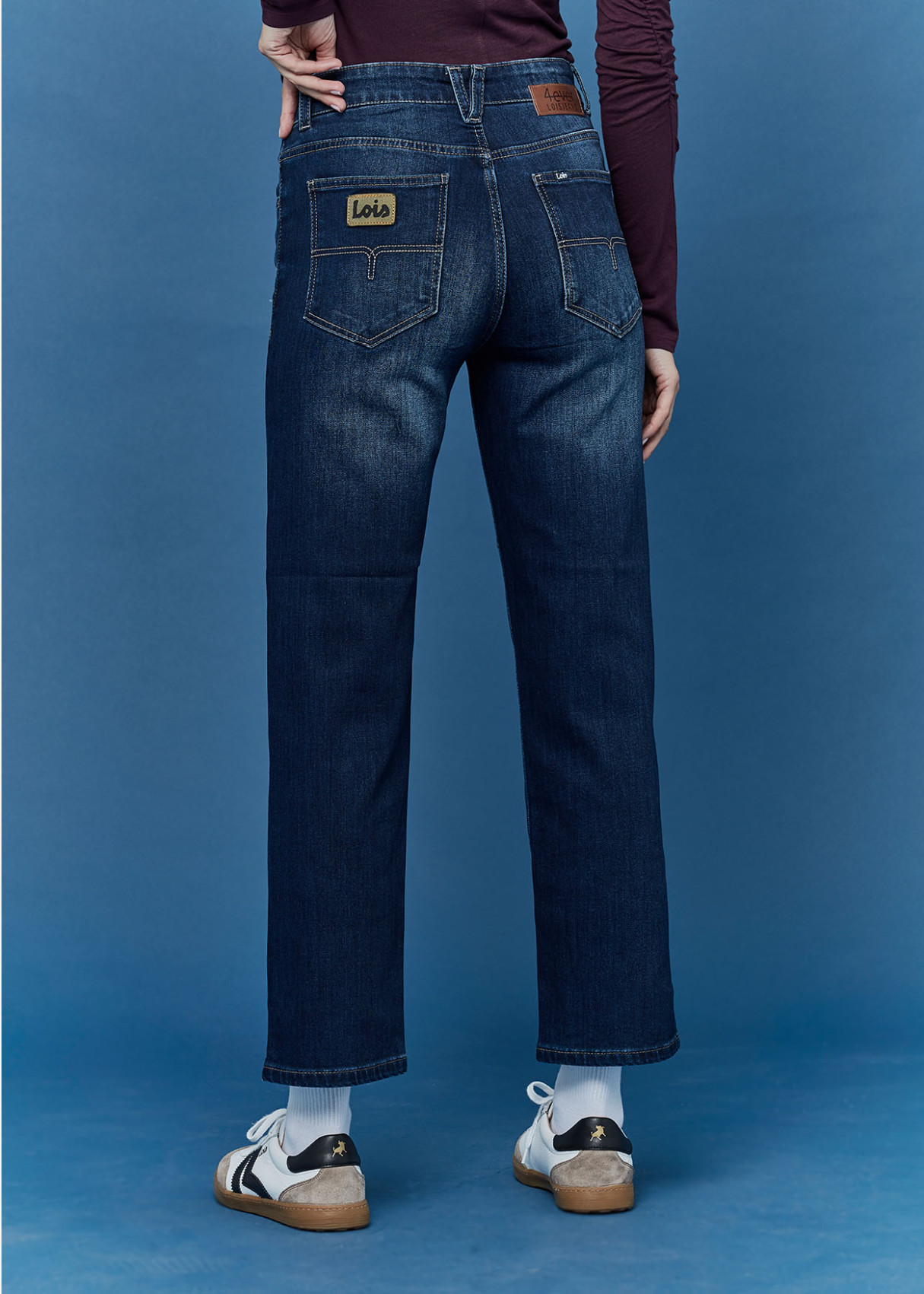 Jeans Repreve Straight Crop Fit Tiro Medio SARAH CAMBELL azul lavado