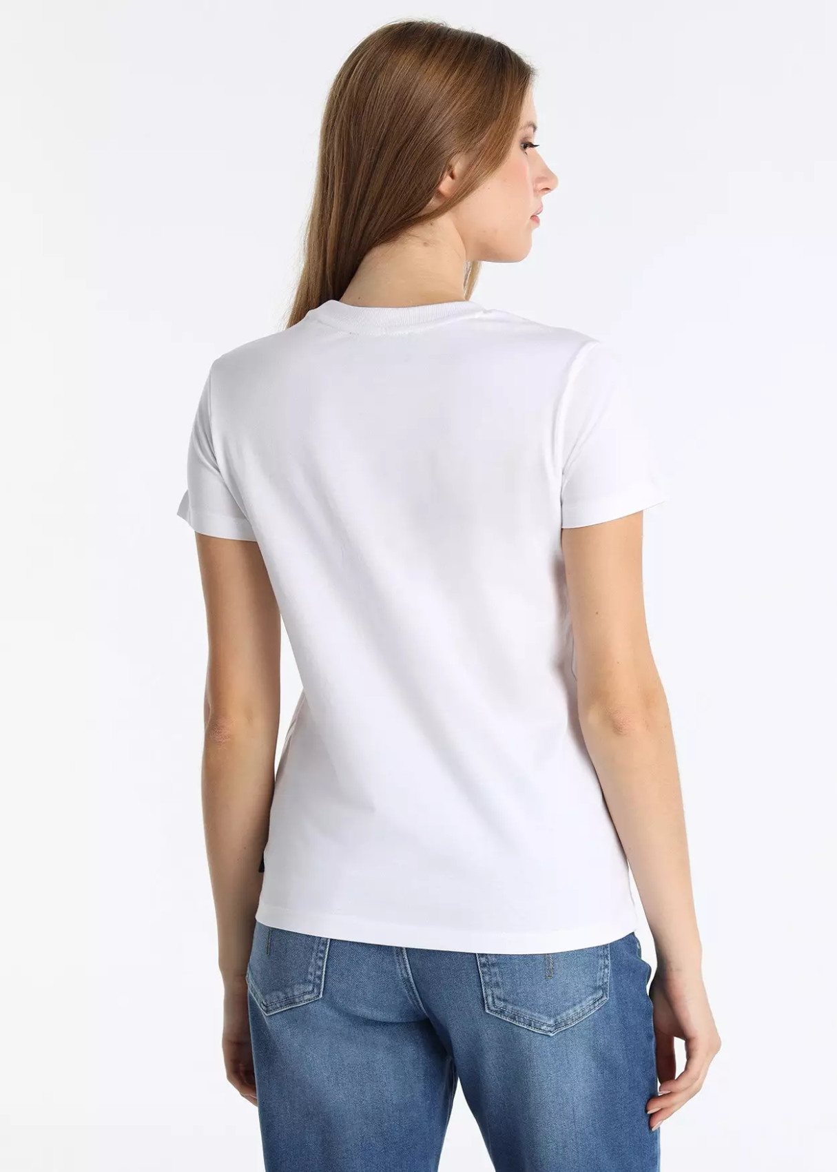 Camiseta Básica Brand Manga Corta Cuello Caja Blanco