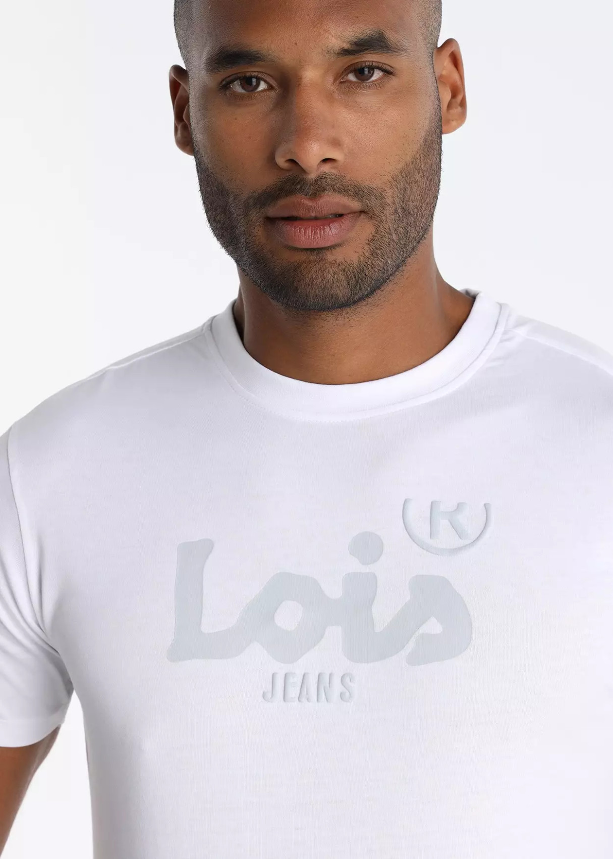 Camiseta Básica De Manga corta Cuello Caja Gráfica En Blanco