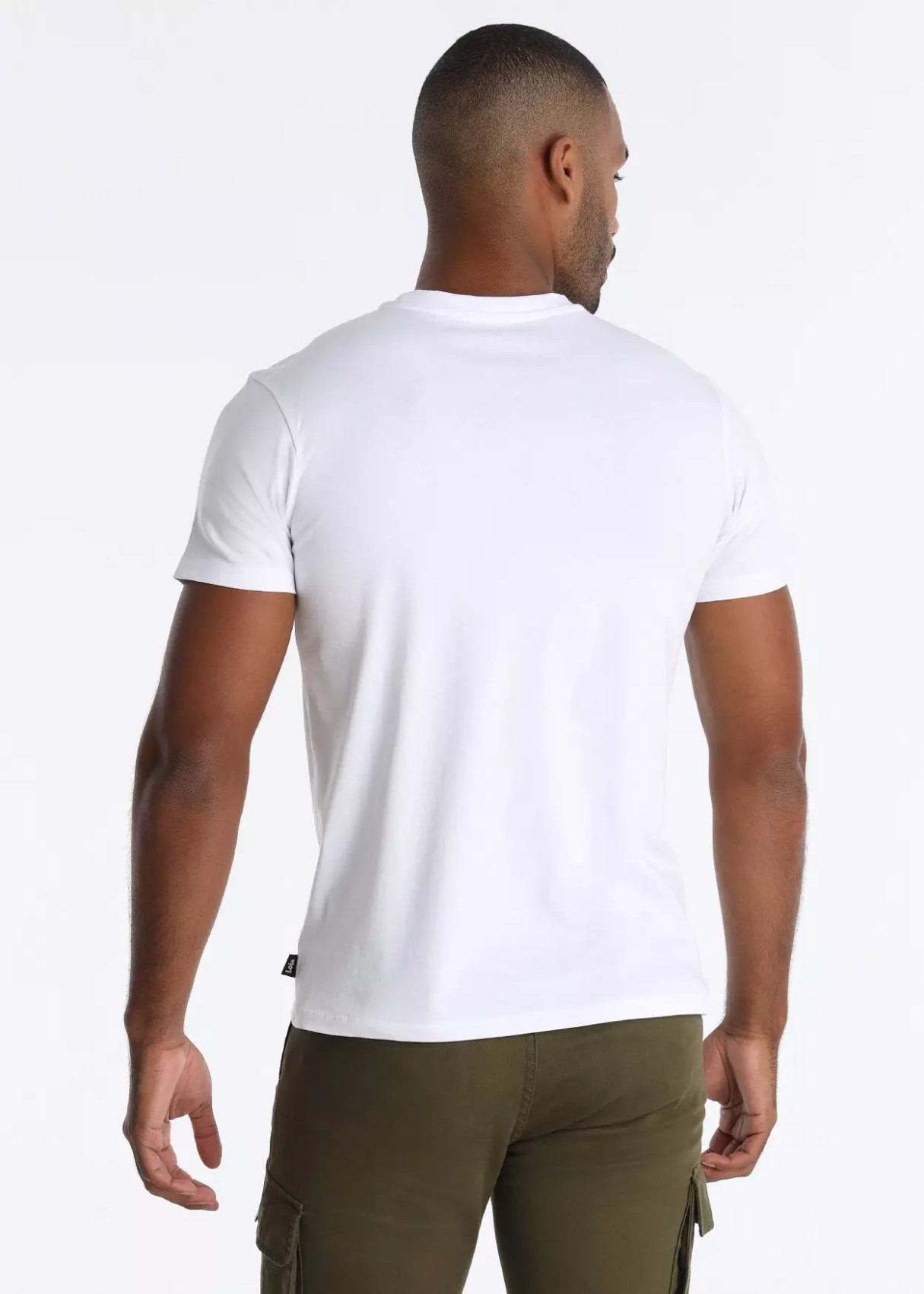 Camiseta Básica De Manga corta Cuello Caja Gráfica En Blanco